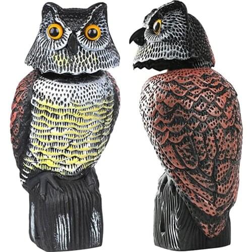 Realistic Bird Scarer Rotating Head Sound Owl Prowler Decoy Protection Repellent Pest Control Scarecrow Garden Yard Dropshipping