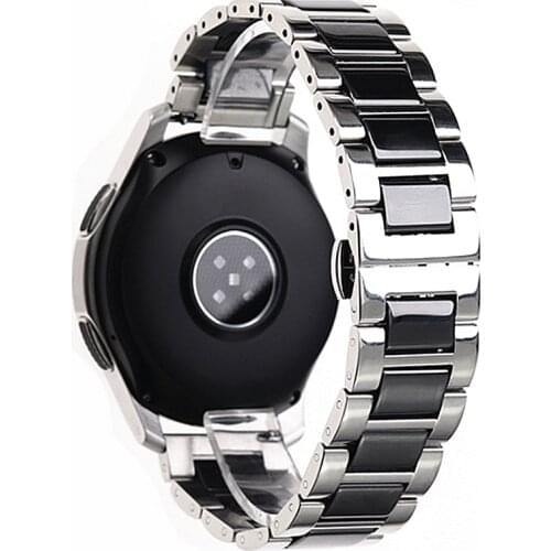 20 22mm Stainless Steel and Ceramic Watchbands for Samsung Galaxy S2 3 4 46 42mm Huawei XiaomiAMAZFIT Watch Strap Bracelet Belt