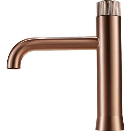 Modern Press Button Switch Deck Mounted Faucet Industrial Style Basin Mixer