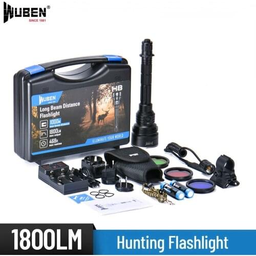 Wuben H8 Outdoor Hunting Flashlight XHP35HI LED max 1800 lumen 1000 Meters Long Range Searchlight Torch with 2* 18650 batteries