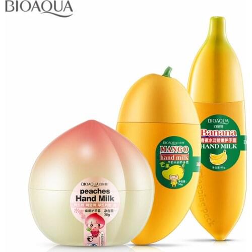 3Pcs/lot Fruit Banana Peach Mango Hand Cream Moisturizing Whitening Nourishing Anti-chapping Hand Care Lotions Skin Defender