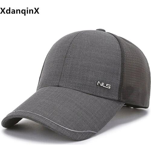XdanqinX Summer Mens Cap Breathable Mesh Cap Baseball Caps Adjustable Size Black Hat Extra-thin Casual Sports Cap Snapback Cap
