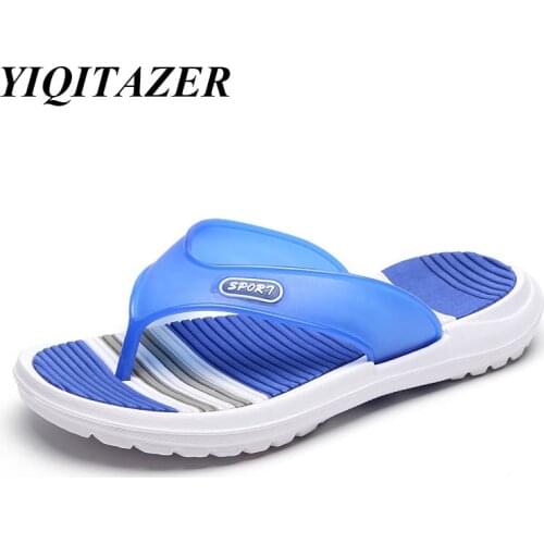 YIQITAZER 2018 New Design Summer Man Slippers,Waterproof Beach Shoes Men Casual Shoes Non-slip Blue Red Black