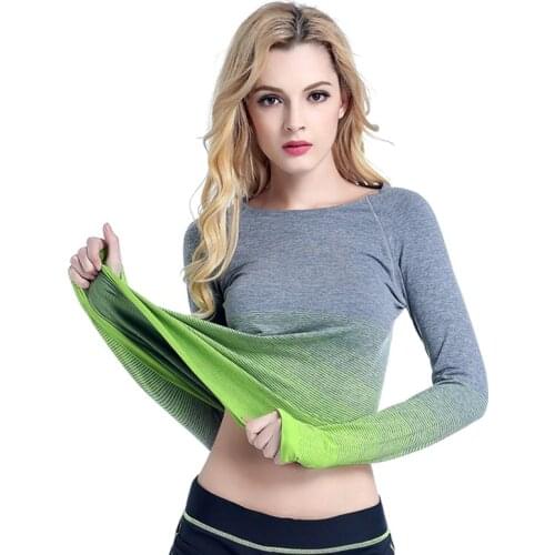 Women T-Shirts Gradient Colors Casual Dry Quick Absorbent T Shirt Long Sleeve Tees Tops