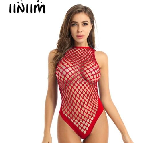 Womens Ladies Bikini Erotic Apparel Babydolls Bodycon Catsuit Hollow Out Lingerie Teddies Sissy Clubwear See-through Bodysuit