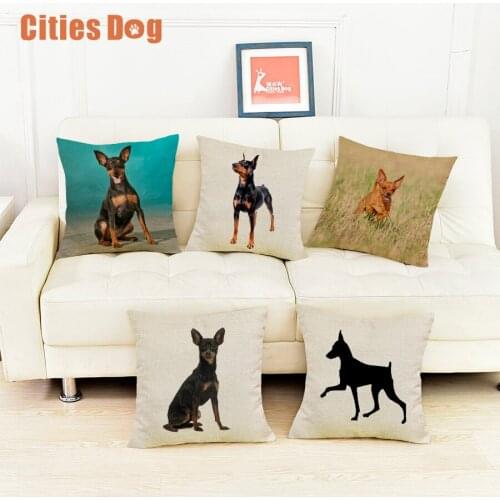 Animal dog Decorative Pillowcase Cushion cover Miniature Pinscher dogs Pillows cushions christmas decorations for home almofadas