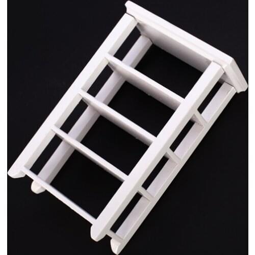 1/12 Dollhouse Miniature Furniture White Wooden 4-Layers Shelf Model Toy