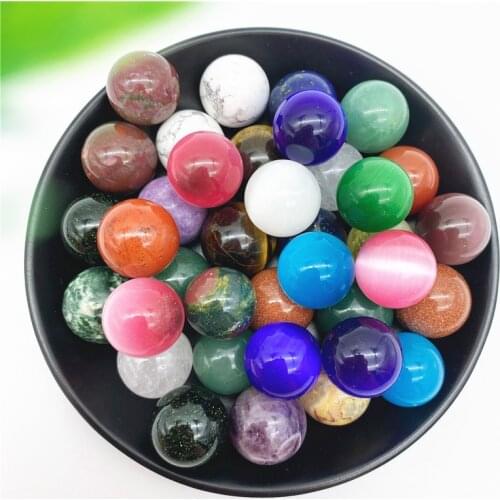 1PC Many Kinds 20mm Natural Amethyst Obsidian Crystal Ball Sphere Gemstone Reiki Quartz Healing Fengshui Home Decor