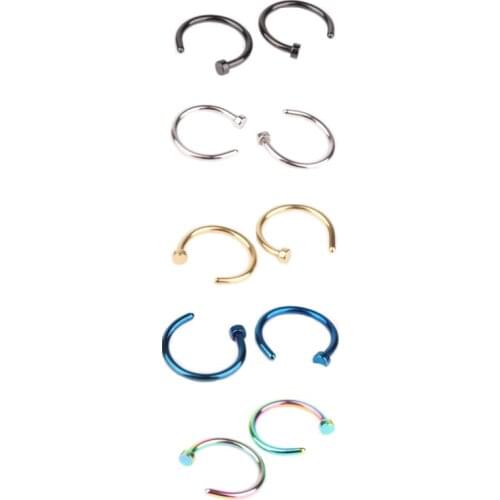 2 Pcs Fake Piercing Medical Nose Ring Women Nose Piercing Stainless Steel Clip Earring Hoop Lip Ring C Stud Body Jewelry Girls