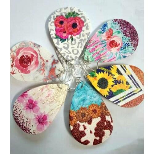 30pairs lot New Double side PU Leather Leopard Print Dangle Earrings BOHO Waterdrop Earrings Fashion Jewelry Gifts For Women