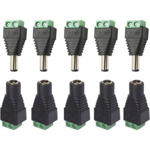 5 Set CCTV Cameras 2.1mm x 5.5mm Female Male DC Power Plug Adapter DC Power Female Plug Adapter Connector Male Plug Socket