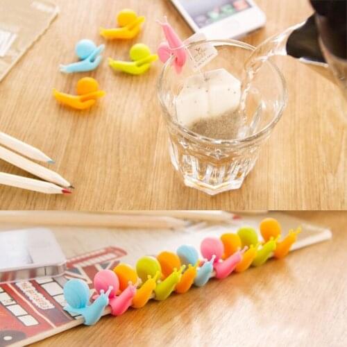 5pcs Cute Snail Shape Silicone Tea Bag Holder Candy Colors for Tea Bag Hold Accessories A1