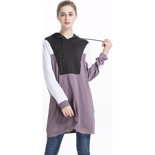 Arab Muslim Hoodies Women Pullovers Tops Jogging Sports Tracksuit Hooded Long Sleeve Splice Sweatshirt Sportswear UAE Spring