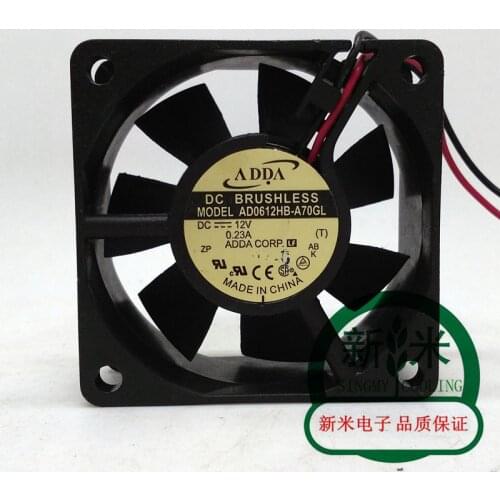 USED ADDA 6CM 6025 12V 0.23A AD0612HB-A70GL 2lines double ball bearing cooling fan