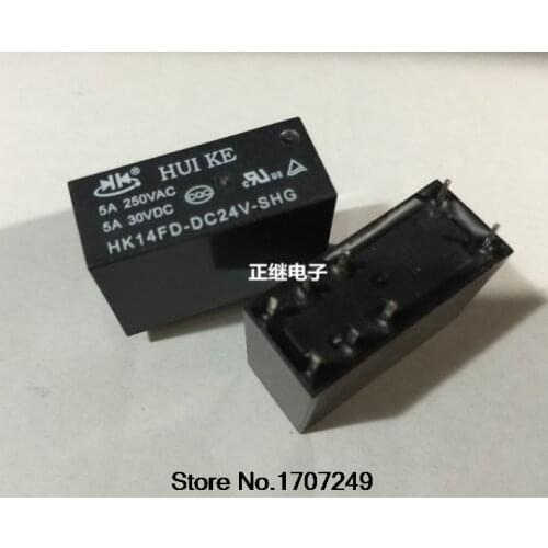 Free Shipping 10pcs/lot 100% new original HUIKE relay HK14FD-DC24V-SHG 5A DC24V