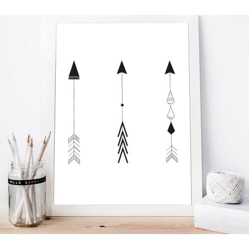 Black White Arrow Nursery Canvas Art Posters and Prints Minimalist Painting Wall Pictures Children Bedroom Decoration Home Decor