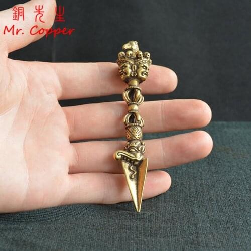Pure Copper Buddha Instrument Ba Jin Just Vajry Pestle Feng Shui Ornament Home Decoration Antique Brass Desk Decor Retro Crafts