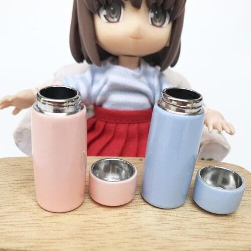 M02-X070 children baby gift Toy 1:6 Dollhouse mini Furniture Miniature rement Cup thermos can be opened pink blue 1pcs