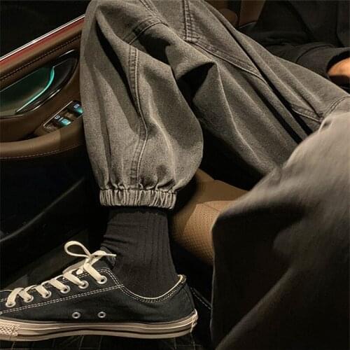 Men jeans spring and autumn jeans mens Korean style loose trend wild casual beam feet pants biker jeans fashion jeans hiphop