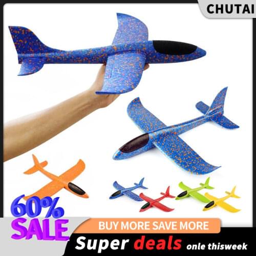 EPP Foam Throwing Flying Airplane Aircraft Hand Launch Free Fly Plane Hand Throw Plane Puzzle Model Toys for Kids 49/36CM
