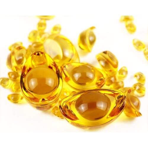 Feng Shui Chinese Yellow Crystal Glass Gold Ingots Paperweight Lucky Family Fashion Gift Home Decoration