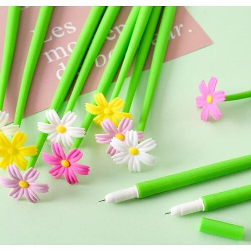 48PCS Gesang Flower Plant Gel Pen Creative Modeling Silicone Color-Changing Flowers Light Variable Pen Stationery