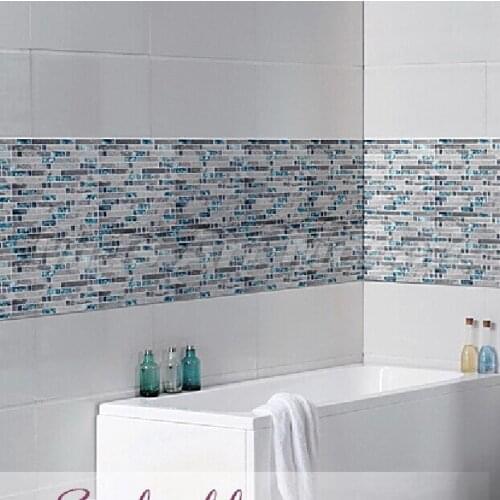 Blue color Strip crystal mosaic tile & marble mosaic tile for kitchen backsplash