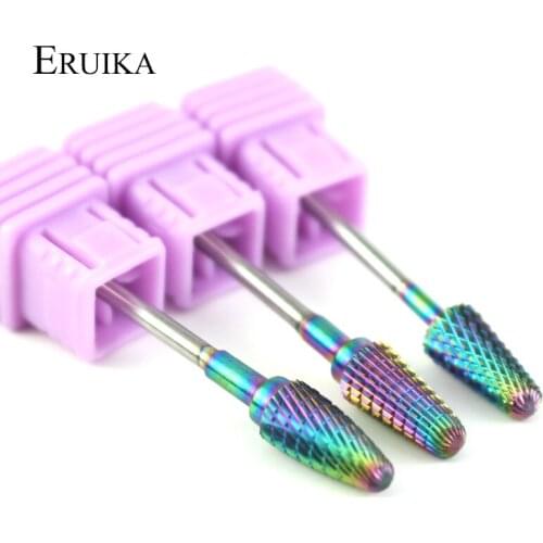 ERUIKA 3 Type Rainbow Carbide Nail Drill Bit Remove Calluses Bit Electric Drill Shank Manicure Apparatus Pedicure Machine Tools