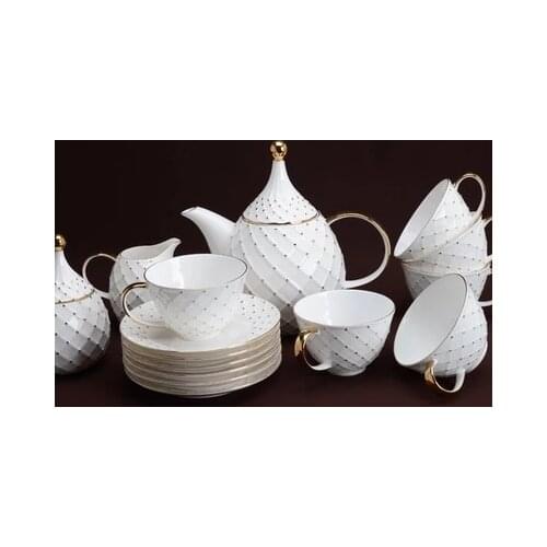 Golden head coffee cup afternoon tea set bone china coffee