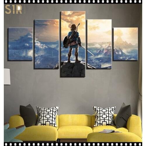 The Legend Zelda Poster Vikings Pictures Wall Art 5 Pieces Canvas Painting Home Decor Living Room HD Printed Game Poster Anime