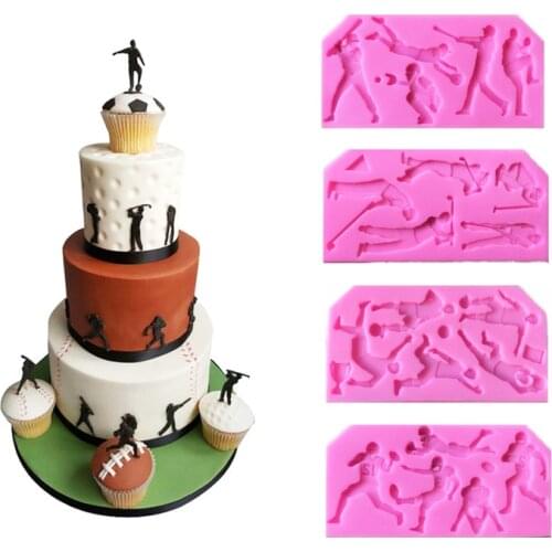 Creative Sport Silicone Cake Mold Baseball Golf Football Fondant Chocolate Pudding Soap Molds DIY Baking Tools Accessories