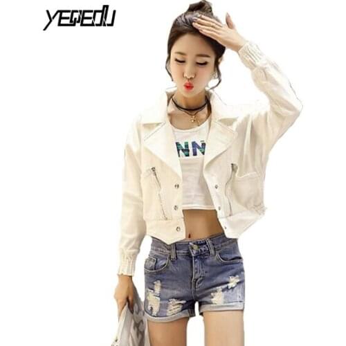 Spring Summer Coat Women Female White Bomber Jackets Women Short Jeans Jackets Fashion Harajuku Streetwear