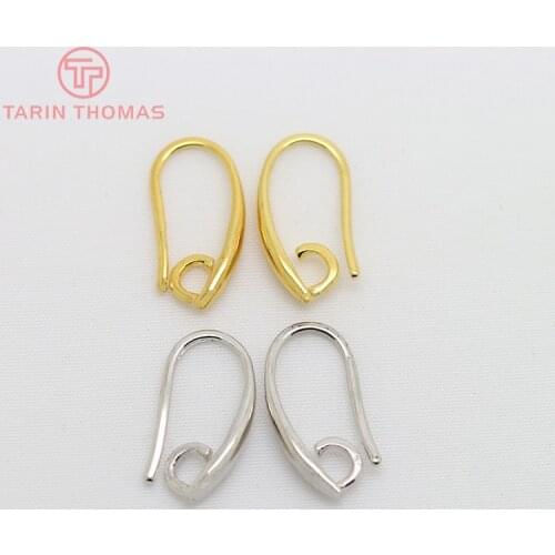 12PCS 7x14MM 24K Gold Color Plated Brass Earrings Hooks High Quality Diy Jewelry Findings Accessories Wholesale