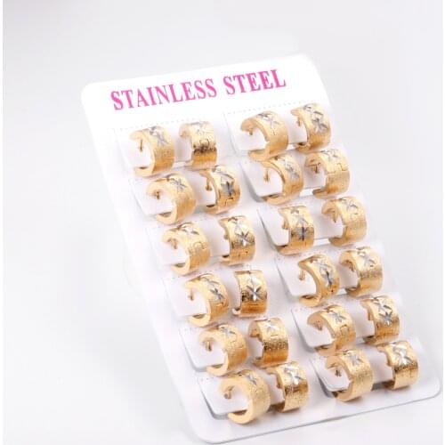 LUXUKISSKIDS 12pairs/lot Gold 316L Stainless Steel Hoop Earrings For Women/Men Party Jewelry Accessories Wholesale Price aretes