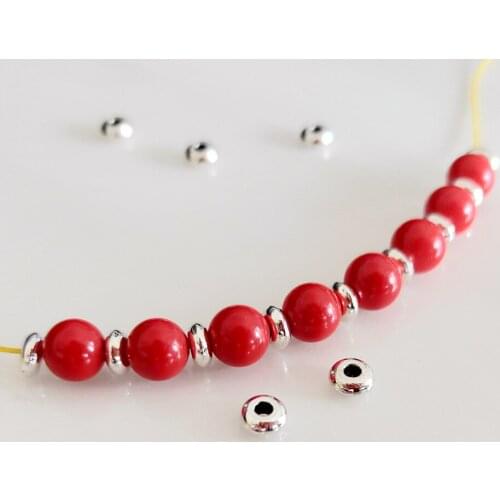 Metal Spacer Bead Bracelet Necklace DIY Jewelry Making Accessories Tibetan Silver Flat Round Loose Beads4 5 6 8mm 50pcs/lot