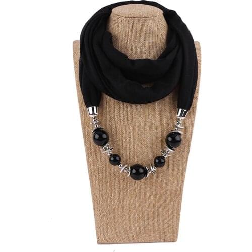 Fashion Women Big Round Beads Pendant Solid Color O Ring Scarf Necklace Jewelry new