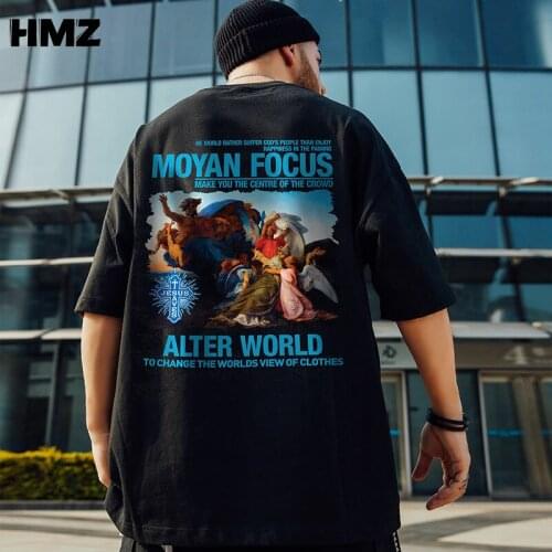 HMZ High Street T shirts Streetwear Oversized Men T-shirts Vintage Men Short Sleeve T-Shirt 100 Cotton Gift Top Tee Sweatshirt