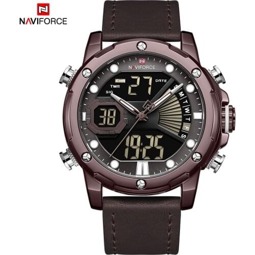 NAVIFORCE 2021 New Fashion Brand Mens Sport Watches Men Military LED Display Quartz Watch Auto Calendar 30M Waterproof Clock