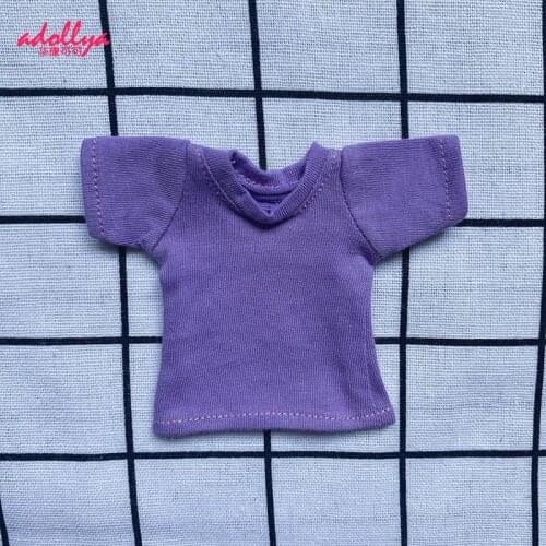 Adollya BJD Doll Clothes Solid Color Short Sleeve Candy Colors T-shirt Cloth 1/6 Simple Clothing Clothes For Dolls Toys For Girl