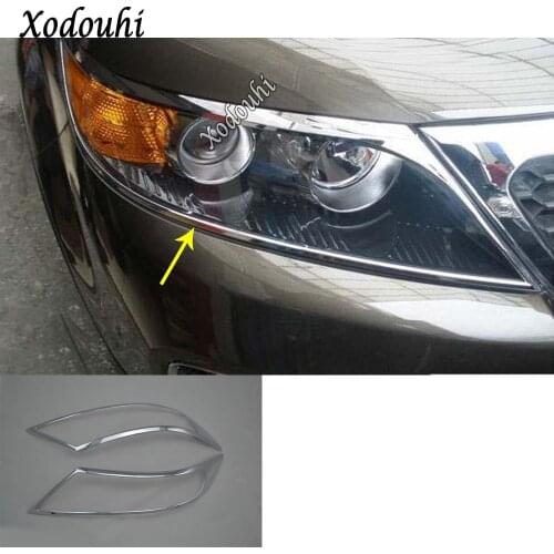 For Kia Sorento L 2009 2010 2011 2012 Car Front Head Light Lamp Detector Frame Stick ABS Chrome Trim Cover Molding Part 2pcs