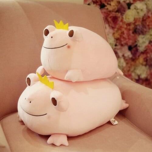 35/42cm Cute Crown Smile Frog Plush Pillow Stuffed Soft Down Cotton Nice Toys Kawaii Dolls Birthday Gift For Children Kids