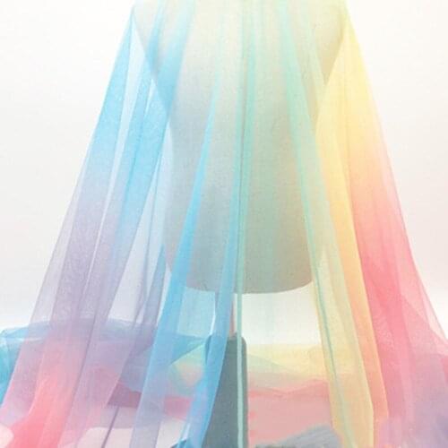 Rainbow Printing Mesh Gradient Mesh 150cm Wide Girl Summer Princess Skirt Cloth Handmade DIY Wedding Christmas Decoration Fabric