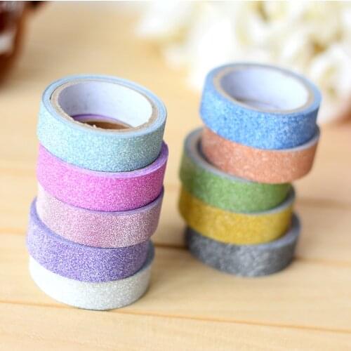 [Stock clearance] 6pcs Glitter washi tape 15mm masking tapes Scrapbooking stickers School supplies F407
