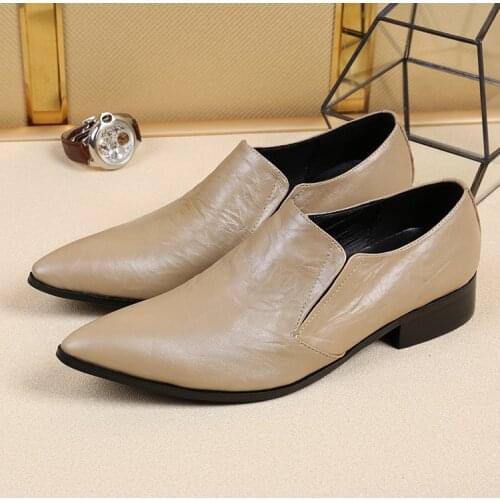 Sapato masculino solid brown genuine leather male formal office shoes men italian brogues designer flats men’s gents loafers