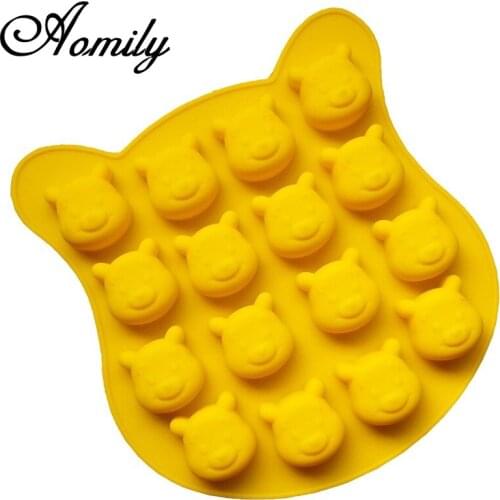 Aomily 16Holes Cute Bear Cake Molds Silicone Mold Fondant Mold Chocolate Mold Pastry Candy Jelly Cake Mould Kitchen Baking Mold