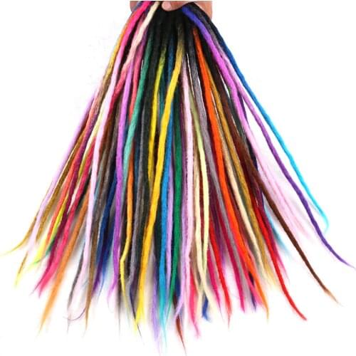 Synthetic Hair 1 Strands Crochet Braiding Handmade Dreadlocks Hair Extension 7g/strands Pink Blond Brown White Braiding Hair