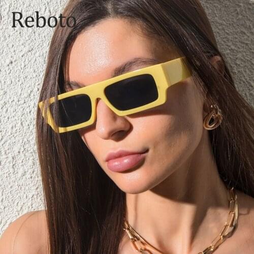 Yellow Small Rectangle Women Sunglasses Vintage Punk Fluorescent Street Shot Eyewear Square Sunglasses Men Oculos UV400