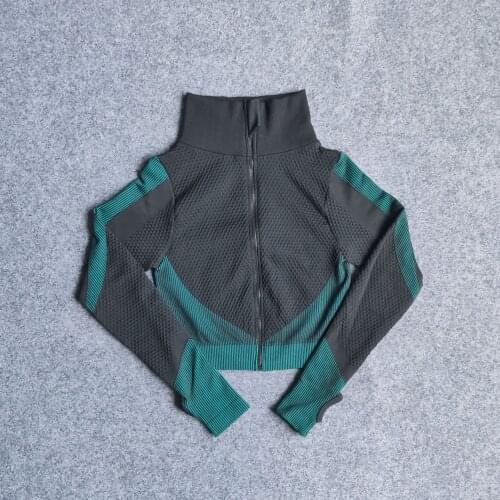 Zipper Sports Tights Seamless Long Sleeve Quick Rraining Running Yoga Belly Button Sport T-shirt Workout Tops Women Sportswear