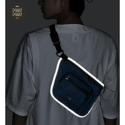 Reflective Tape Fluorescence Street Fashion Young Women Men Chest Bag Shoulder Strap Sportive Fabric Bag Designer Chic New 2021