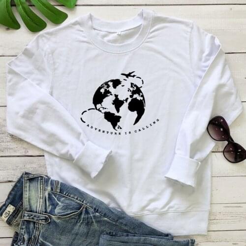 Adventure Is Calling Sweatshirt Funny Unisex Graphic Outdoor Pullovers Women Long Sleeve Airplane Mode Travel Sweatshirts
